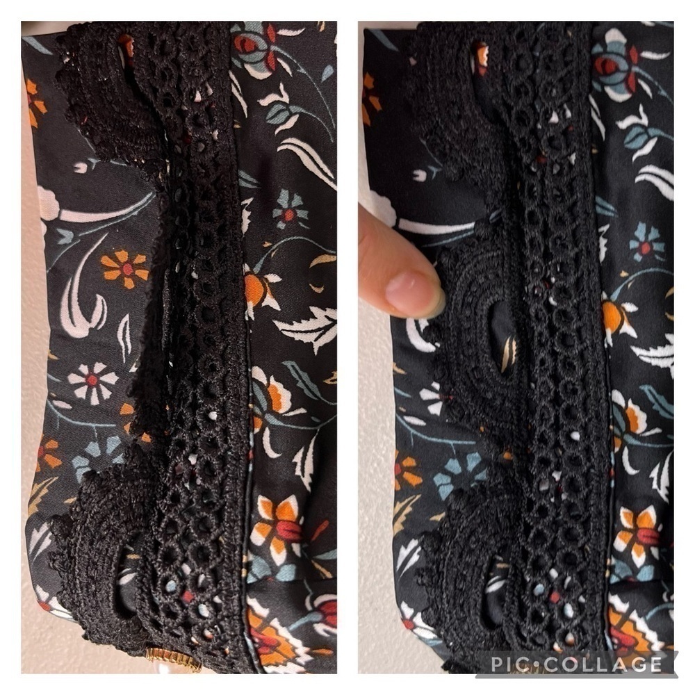 DALIA Macphee Floral Pleated Long Sleeve Midi Dress Black‎ Size 3x New - Picture 14 of 15